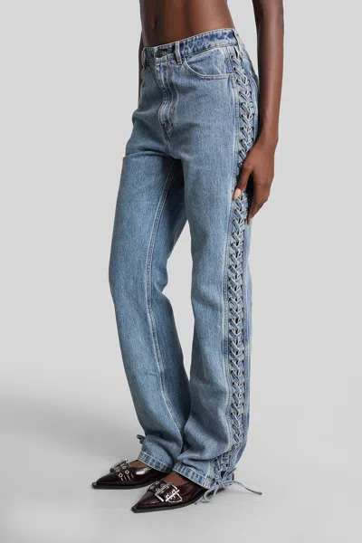 Rotate Birger Christensen Womens Vintage Blue Rotta Laced Denim Jeans In Blue
