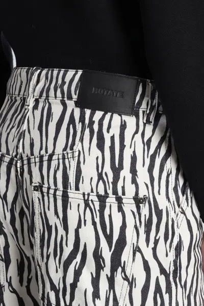 Rotate Birger Christensen Zebra Print Cargo Trousers With Back Pockets In White