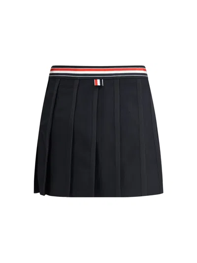 Thom Browne Asymmetric Wool-blend Miniskirt In Blue
