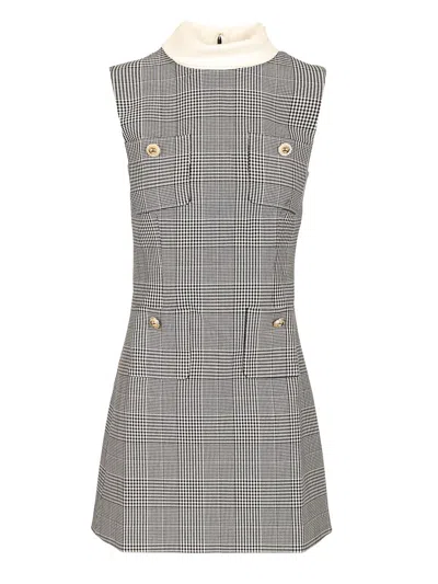 Self-portrait Self Portrait Women Sleeveless Prince Of Wales Check Mini Dress In Gray