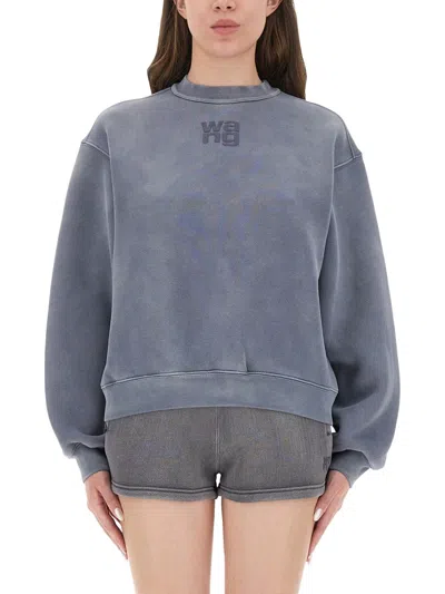 Alexander Wang Puff Logo Sweatshirt In Structured Terry In Blue