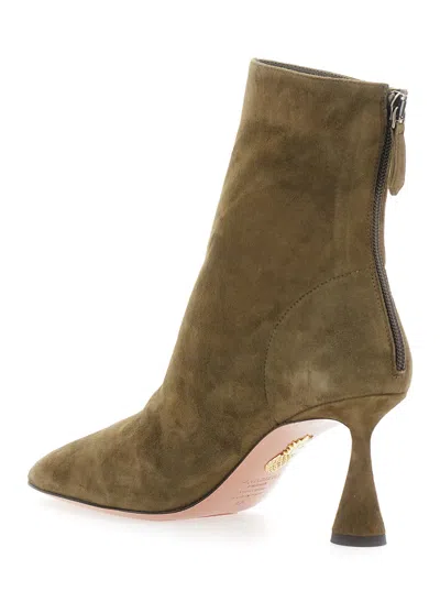 Aquazzura Love Suede Ankle Bootie 75 In Green