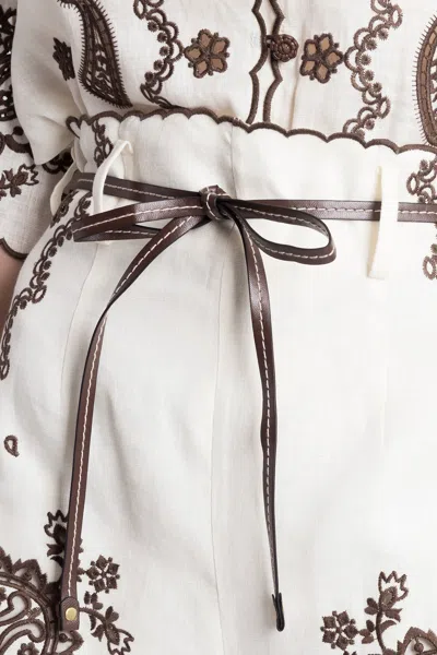 Zimmermann Ascension Embroidered Short Ivory Chocolate In White