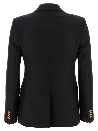 Tagliatore Double-breasted Wool Jacket With Peak Lapels In Black