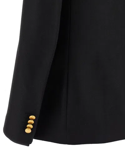 Tagliatore Double-breasted Wool Jacket With Peak Lapels In Black