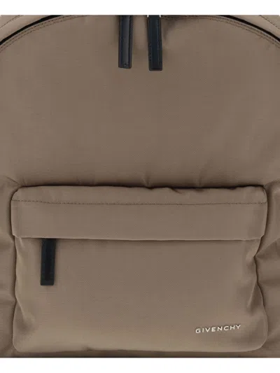 Givenchy Canvas And Leather Backpack With Logo Detail In Brown