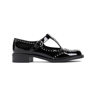 Miu Miu Logo Leather Mary Jane In Black