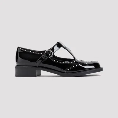 Miu Miu Logo Leather Mary Jane In Black