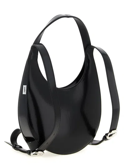 Coperni Swipe Glossy Finish Backpack With Adjustable Strap In Black
