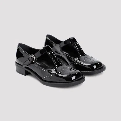 Miu Miu Logo Leather Mary Jane In Black