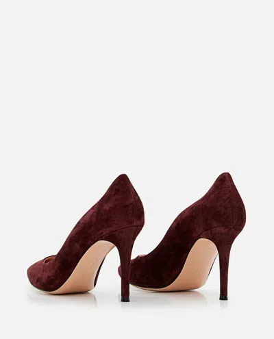 Gianvito Rossi Pointed Toe Suede Stiletto Heel Pumps In Burgundy