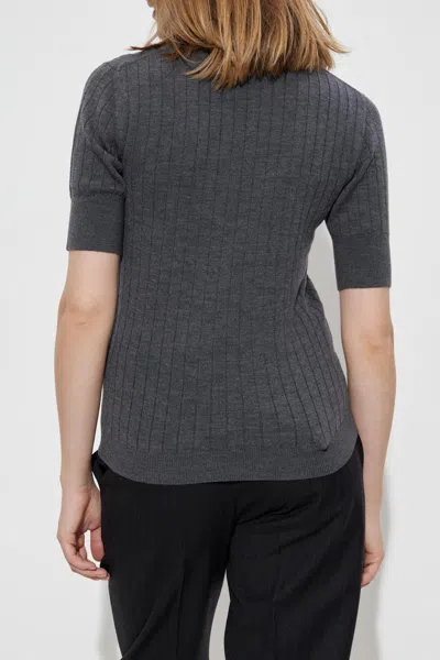 Bottega Veneta Women Ribbed Knit Cropped Top In Gray