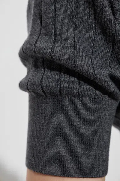 Bottega Veneta Women Ribbed Knit Cropped Top In Gray