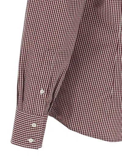 Brunello Cucinelli Checked Pattern Button-down Collar Shirt In Burgundy