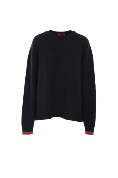 Gucci Oversize Wool And Cashmere Sweater In Black