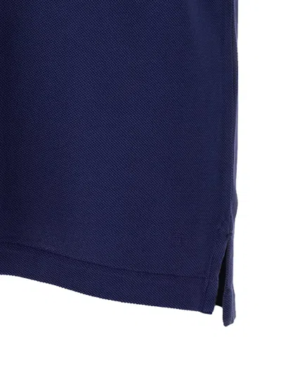 Tom Ford Textured Finish Navy Polo With Front Button Placket In Blue