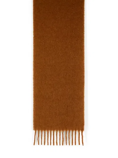 Marni Brown Brushed Alpaca Blend Scarf With Fringes In Brown