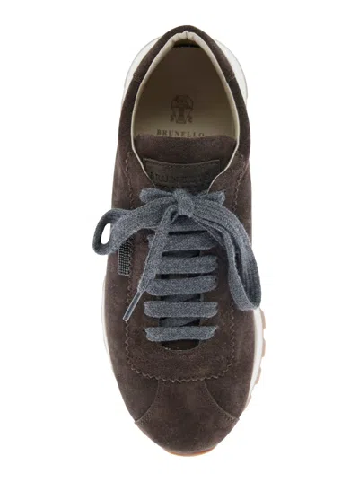 Brunello Cucinelli Suede Running Sneaker In Brown