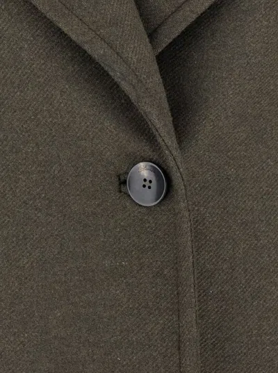 Blumarine Green Coat With Classic Lapels And Removable Collar In Wool Blend Woman In Green