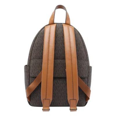 Michael Kors Backpack With Adjustable Straps And Front Zip Pocket In Brown