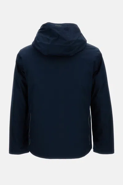 Woolrich Hooded Padded Jacket With Side And Zip Pockets In Blue