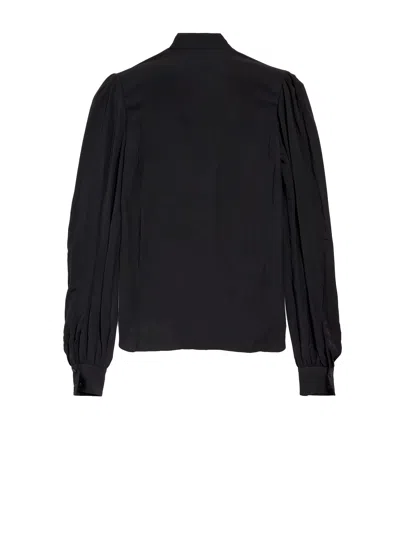 Balenciaga Bow Detail Puff Sleeve Shirt In Black