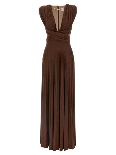 Elisabetta Franchi Red Carpet Coffee Dress In Gray