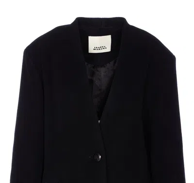 Isabel Marant Étoile Longline Coat Single-breasted Front Pockets In Black