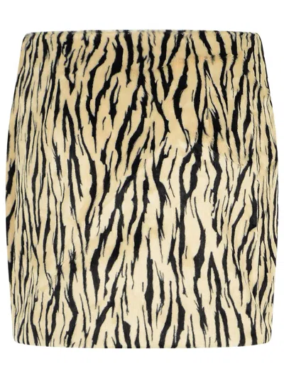Rotate Birger Christensen Rotate Printed Faux Fur Skirt In Neutral