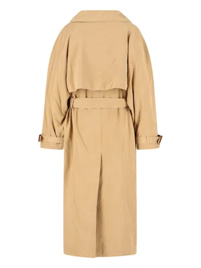 Isabel Marant Long Belted Double-breasted Jacket With Sophisticated Cuffs In Neutral