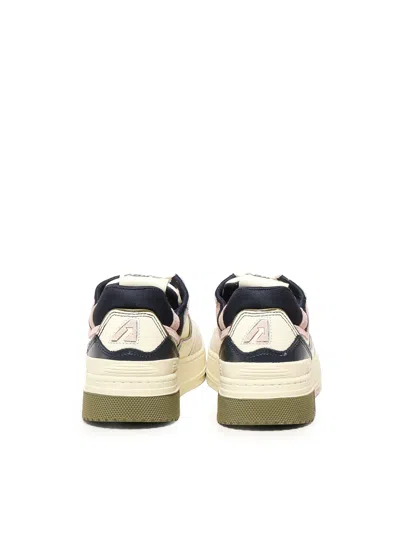 Autry Low Top Leather And Fabric Sneakers In Neutral