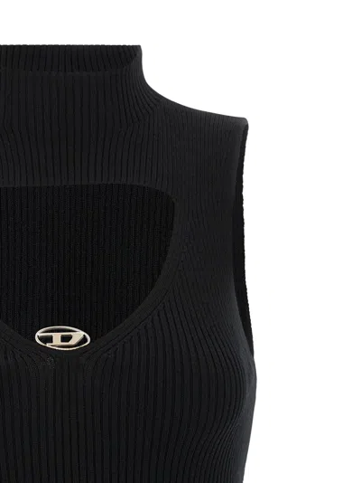 Diesel Mini Wool Dress With Inlay In Black