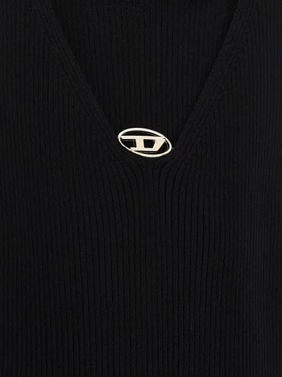 Diesel Mini Wool Dress With Inlay In Black