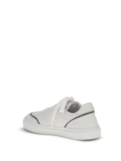 Brunello Cucinelli Leather Sneakers With Shiny Details