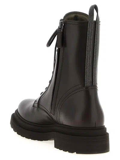 Brunello Cucinelli Leather Ankle Boots In Brown