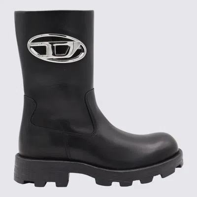 Diesel D-hammer-biker Boots In Shiny Leather In Black
