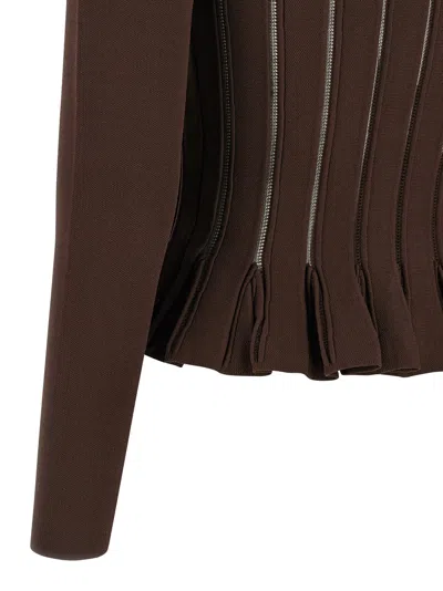 Elisabetta Franchi Knitwear Sweater With Gold Button Detailing In Brown