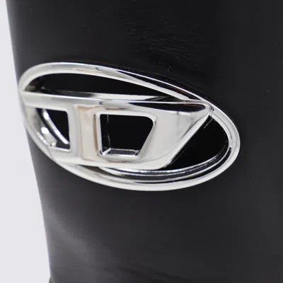 Diesel D-hammer-biker Boots In Shiny Leather In Black