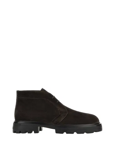 Hogan Brown Suede Ankle Boots In Brown