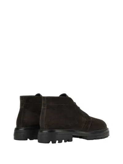Hogan Brown Suede Ankle Boots In Brown