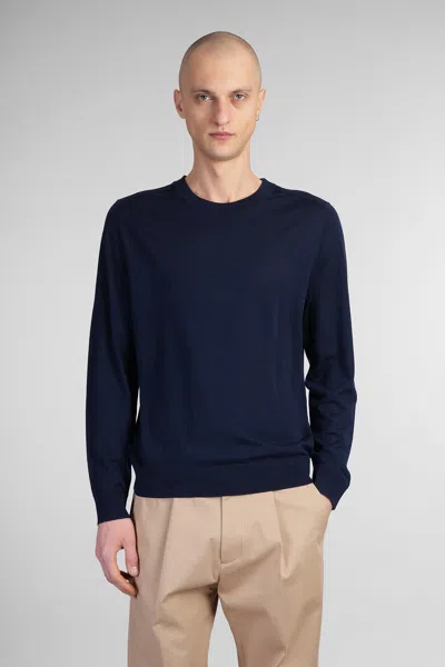 Paul Smith Lightweight Wool Crewneck Sweater With Ribbed Cuffs In Blue