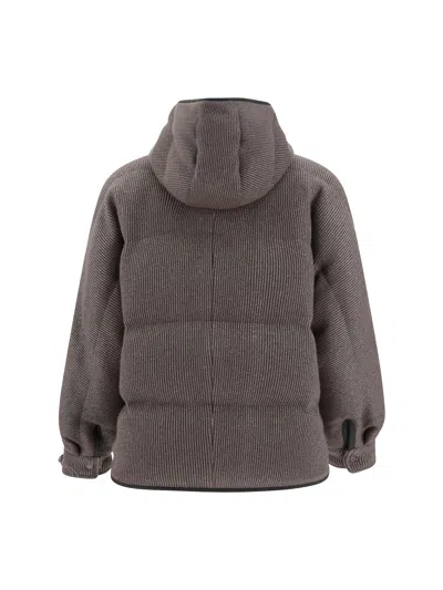 Brunello Cucinelli Luxe Cashmere Down Jacket In Gray