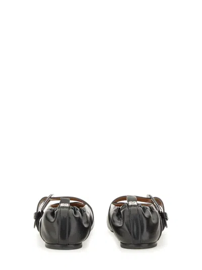 Ganni Ballerina With Buckle Strap In Black