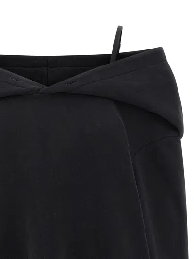Mm6 Maison Margiela Mm6 By Maison Margiela Off-shoulder Black Sweatshirt Dress With Cozy Hood In Black