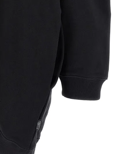 Mm6 Maison Margiela Mm6 By Maison Margiela Off-shoulder Black Sweatshirt Dress With Cozy Hood In Black