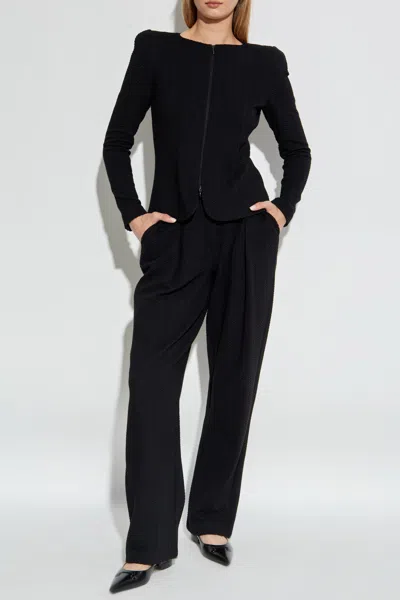 Emporio Armani Cotton Blend Blazer Jacket In Black