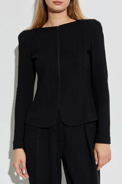 Emporio Armani Cotton Blend Blazer Jacket In Black