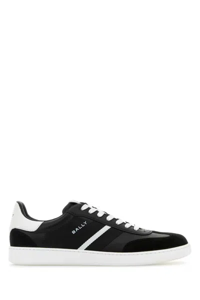 Bally Roget Leather Sneakers Contrast Sole In Black