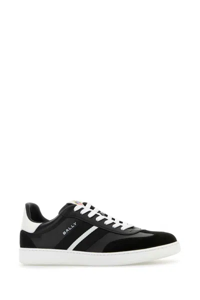 Bally Roget Leather Sneakers Contrast Sole In Black