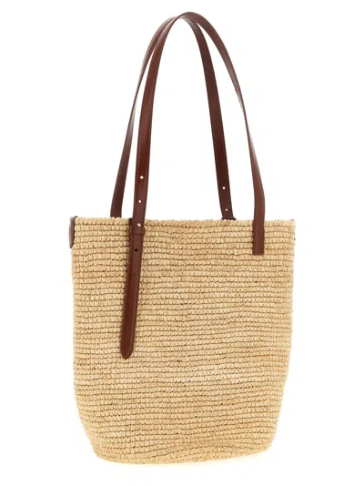 Rabanne Woven Raffia Tote Bag In Sand